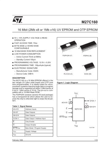 16 mbit (2mb x8 or 1mb x16) uv eprom and otp eprom - Physical ...