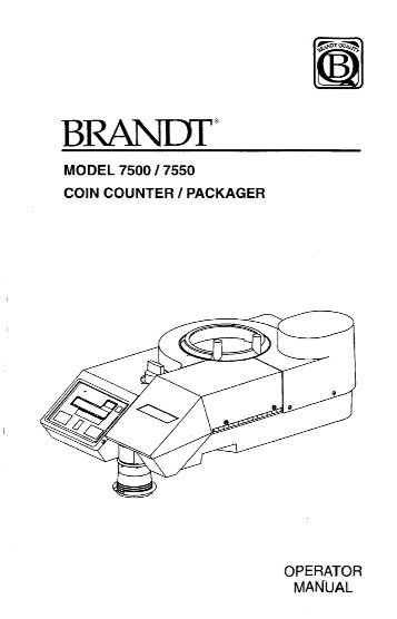 Page 1 @ BRANDT MODEL 7500 I 7550 COIN COUNTER l ...