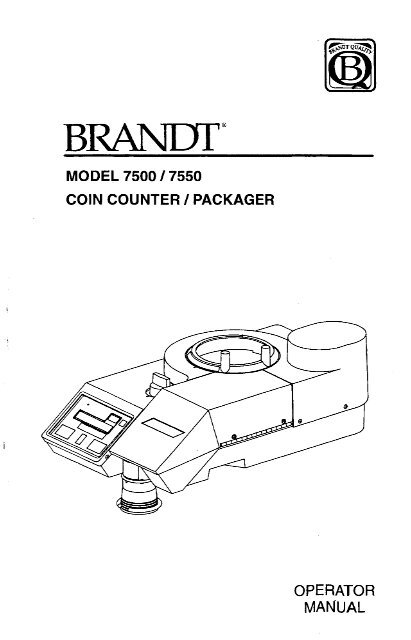 Page 1 @ BRANDT MODEL 7500 I 7550 COIN COUNTER l ...