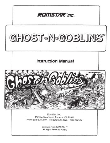 Ghosts N Goblins Instruction Manual - The International Arcade ...