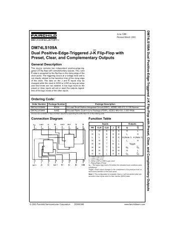 DM74LS109A Dual Positive-Edge-Triggered J-K Flip-Flop with ...