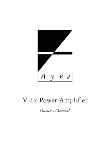 V-1xe Manual - Ayre Acoustics