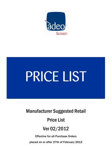 Manufacturer Suggested Retail Price List Ver 02/2012 - Bel canto