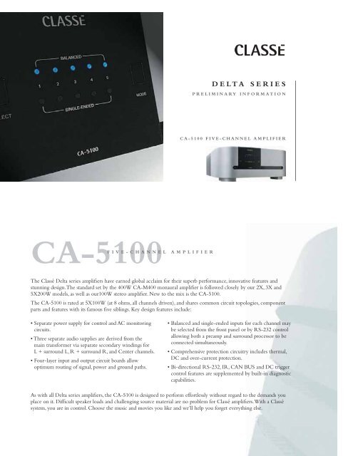 to download CA-5100 brochure. - ClassÃ© Audio