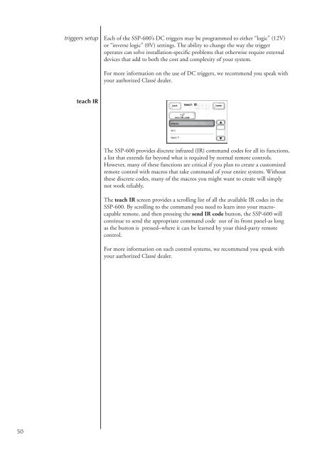 Owner's Manual SSP-600 Surround Processor - ClassÃ© Audio