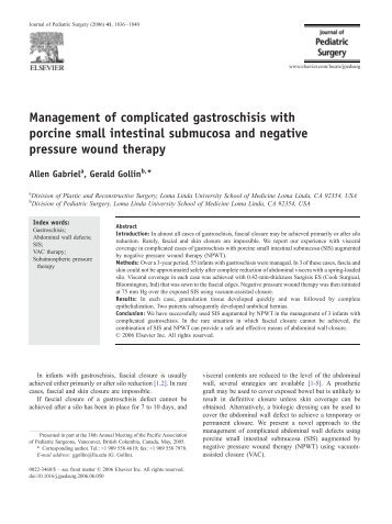 Management of complicated gastroschisis with porcine small ...