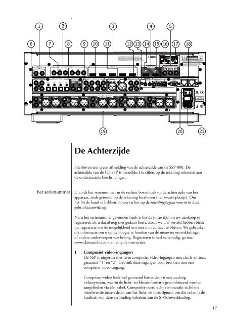 Gebruiksaanwijzing SSP-800/CT-SSP Surround ... - ClassÃ© Audio