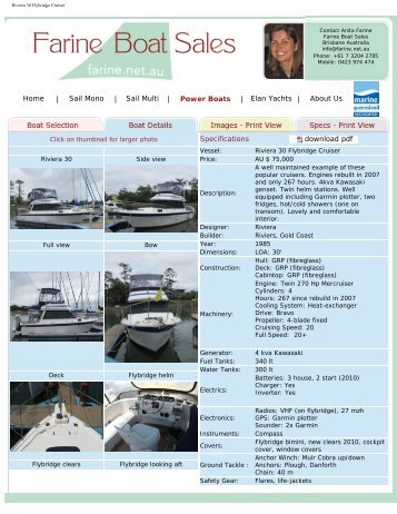 Riviera 30 Flybridge Cruiser - Farine Boat Sales