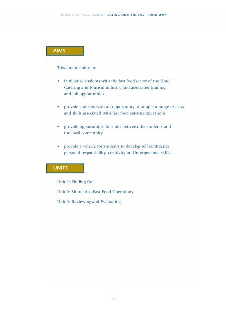 Hotel Catering & Tourism Module Descriptor - PDST