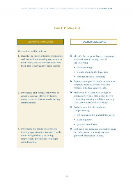 Hotel Catering & Tourism Module Descriptor - PDST