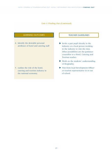 Hotel Catering & Tourism Module Descriptor - PDST