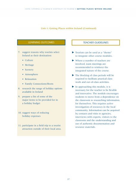 Hotel Catering & Tourism Module Descriptor - PDST