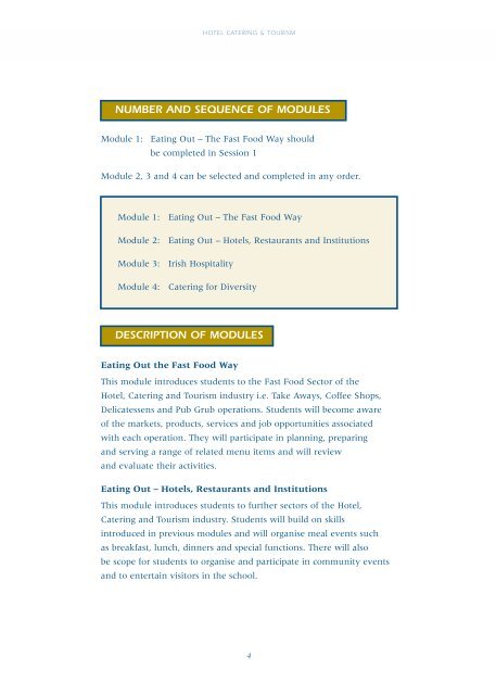 Hotel Catering & Tourism Module Descriptor - PDST