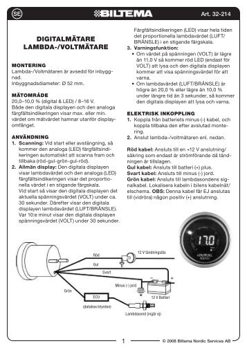 1 DIGITALMÃTARE LAMbDA-/VOLTMÃTARE - Biltema