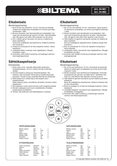 Elkabelsats Elkabelsett SÃ¤hkÃ¶kaapelisarja ElkabelsÃ¦t - Biltema