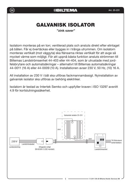 GALVANISK ISOLATOR - Biltema