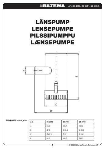 LÃNSPUMP LENSEPUMPE PILSSIPUMPPU ... - Biltema