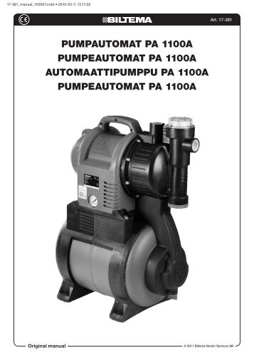 PUMPAUTOMAT PA 1100A PUMPEAUTOMAT PA 1100A ... - Biltema