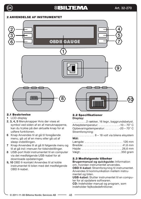 OBDII MÃTARE OBDII-MÃLER OBDII-MITTARI - Biltema