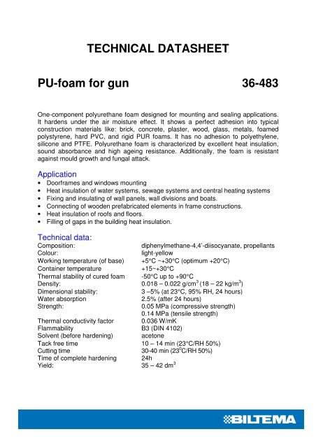 TECHNICAL DA PU-foam for gun TECHNICAL ... - Biltema