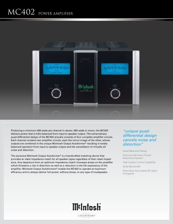 McIntosh MC402 Brochure PDF - Dr Hi-Fi House Calls