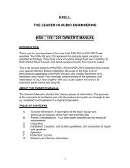 krell, the leader in audio enginnering ksa â 150 / 250 owner's manual