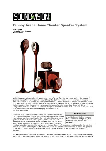 Tannoy Arena Home Theater Speaker System