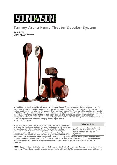 Tannoy Arena Home Theater Speaker System