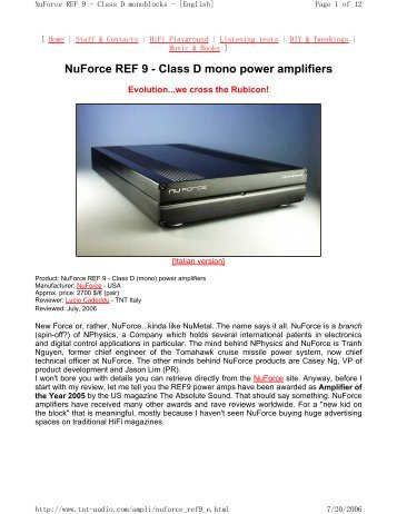 NuForce REF 9 - Class D mono power amplifiers - Jefferson Hifi