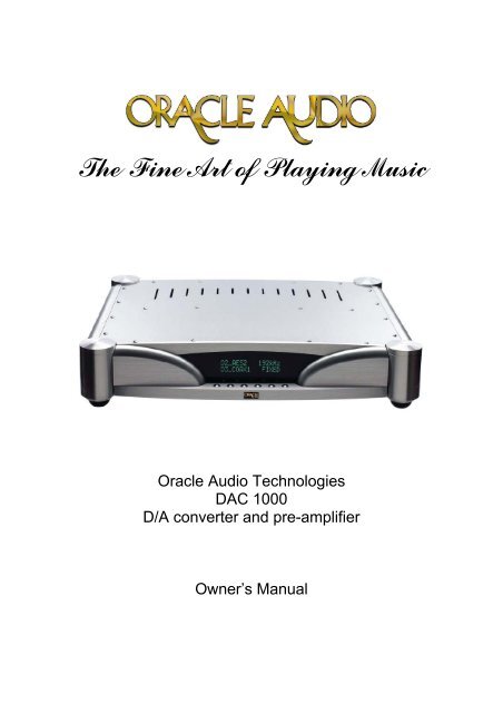 view DAC 1000's manual - Oracle