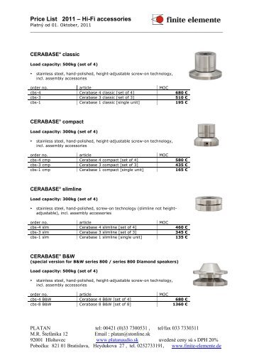 Finite Elemente - Accessories 2011-2012 - Platan Audio