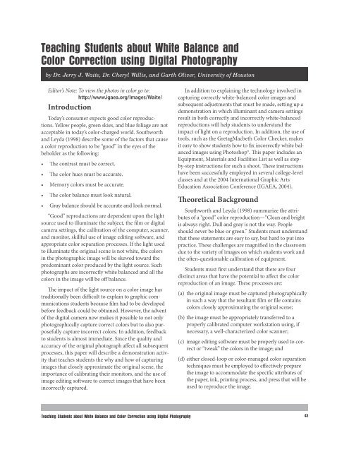 White balance and Color correction - Digital Media Program ...