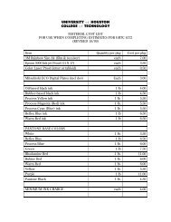 Raw Material Cost List - University of Houston