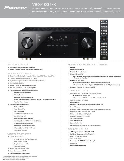 karakter sporadisk ordningen VSX-1021-K - Pioneer Electronics