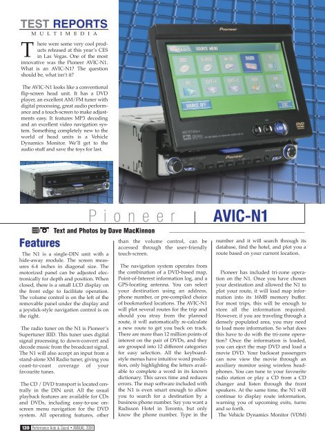 To Read Pas Magazine S Review Of The Avic N1 Pioneer To Read Pas Magazine S Review Of The Avic N1 Pioneer
