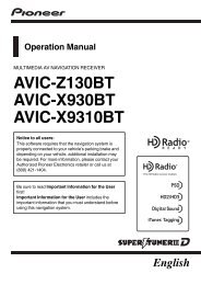 AVIC-Z130BT AVIC-X930BT AVIC-X9310BT - Pioneer Electronics