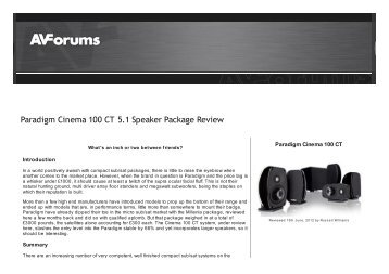 Paradigm Cinema 100 CT 5.1 Speaker Package Review ... - Koda