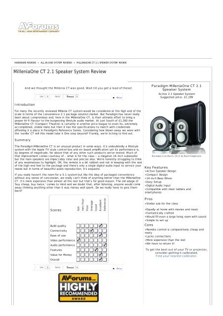 MilleniaOne CT 2.1 Speaker System Review - Koda