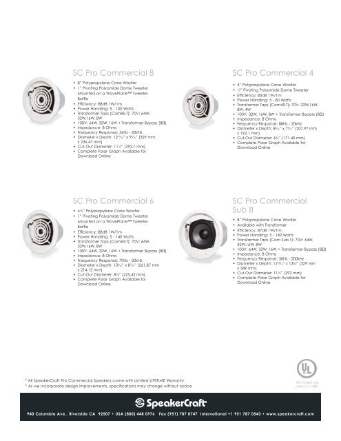 SC Pro Commercial Cutsheet - SpeakerCraft