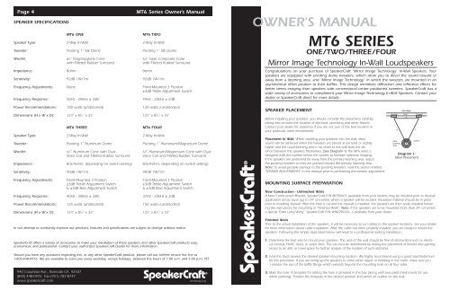 MT6 Series Manual - SpeakerCraft