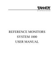 REFERENCE MONITORS SYSTEM 1000 USER MANUAL - Tannoy