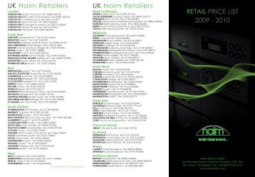 UK Naim Retailers RETAIL PRICE LIST