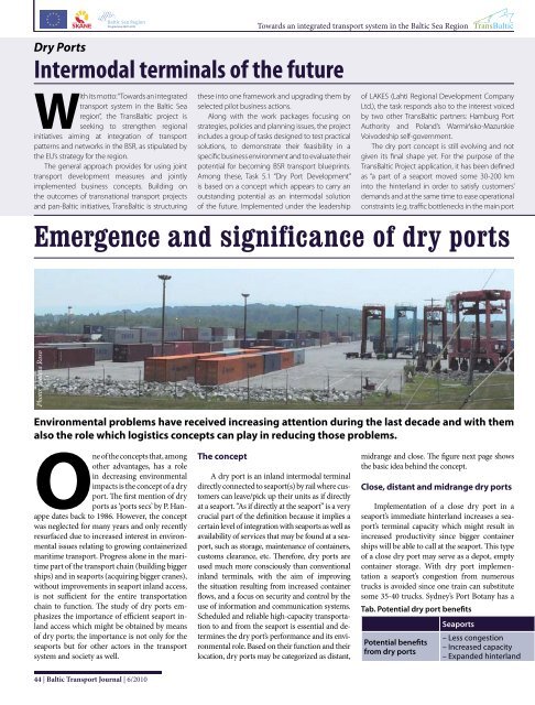 Emergence and significance of dry ports Intermodal ... - TransBaltic