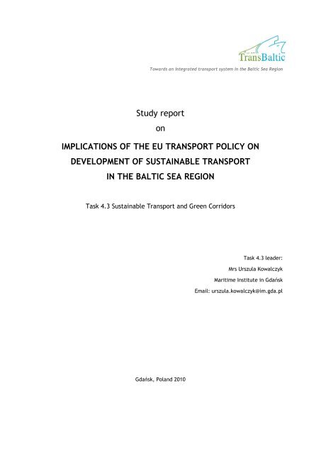 Study report on IMPLICATIONS OF THE EU ... - TransBaltic