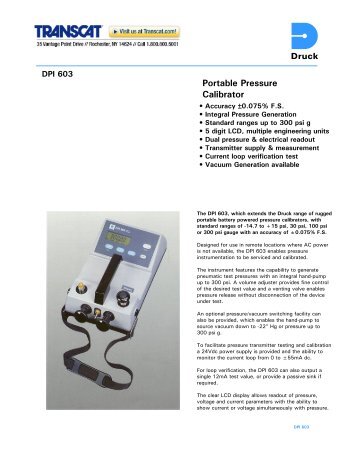 Druck DPI603 Pressure Calibrator - Transcat