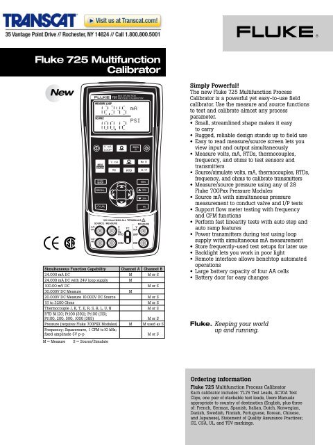 Fluke 725 Multifunction Calibrator - Transcat