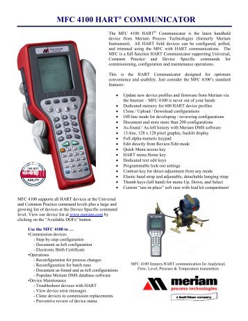 MFC 4100 HARTÂ® COMMUNICATOR - Transcat