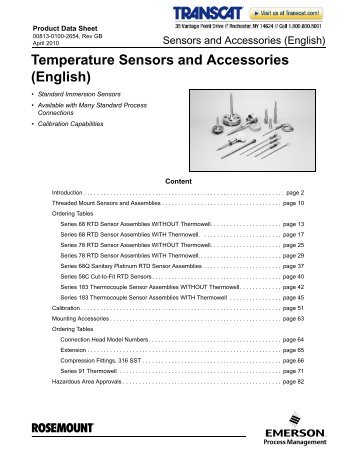 Rosemount Temperature Sensors and Accessories - Transcat