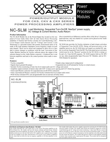 NC-SLM Power Processing Modules - Crest Audio