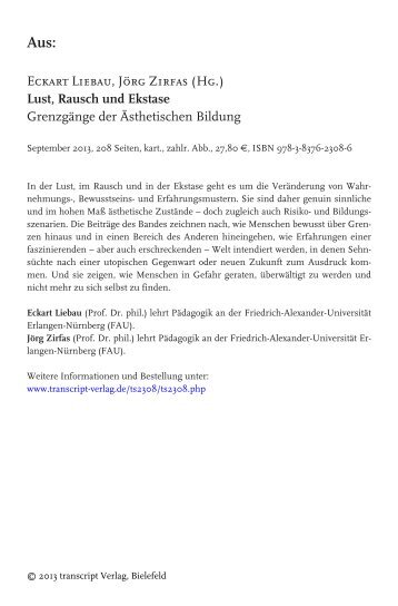 Lust, Rausch und Ekstase - Grenzgänge der ... - transcript Verlag